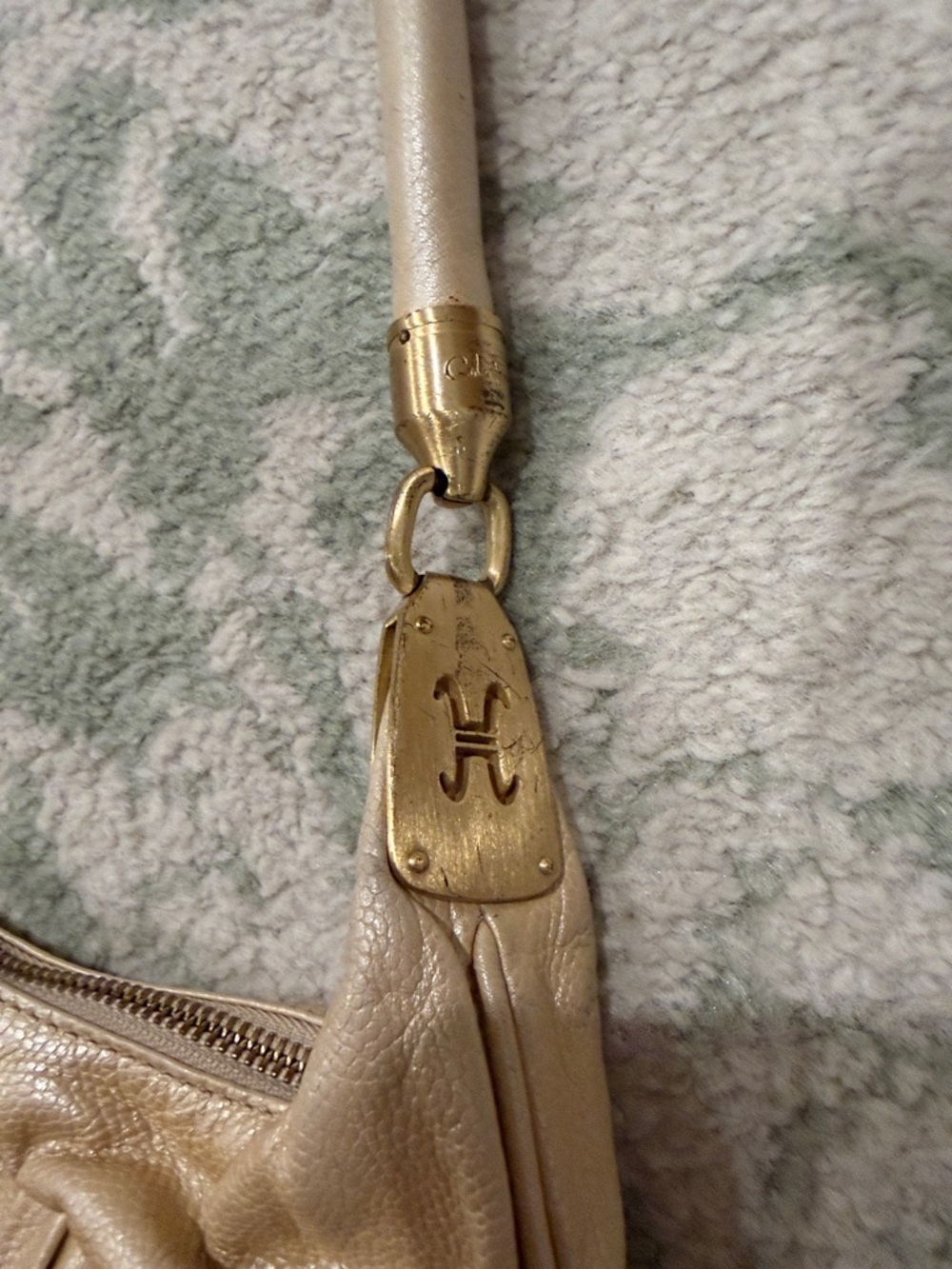 Vintage Cole Haan Collection Champagne Woven Leather Hobo with Tassel - Picture 2 of 5